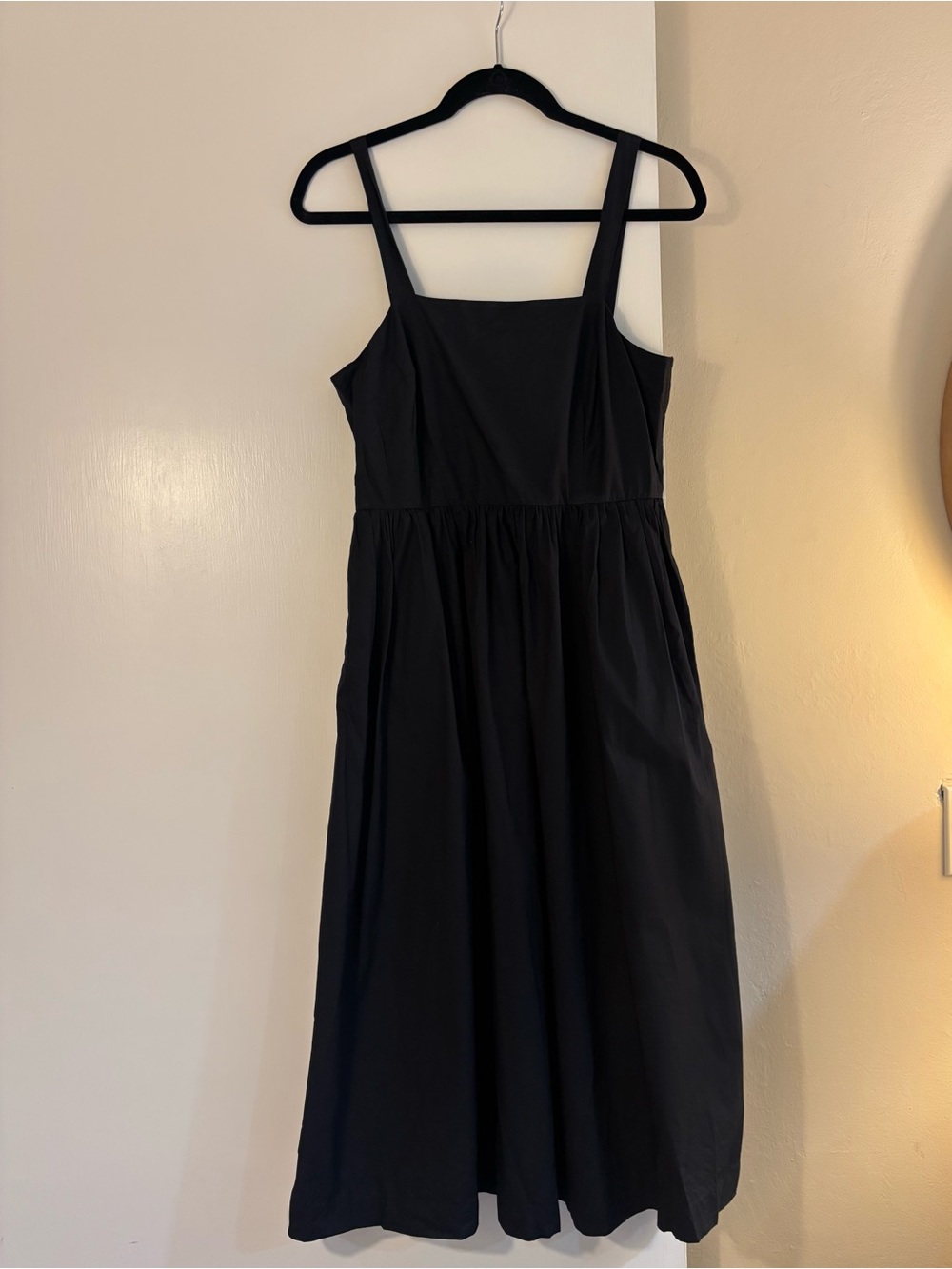 Classic Black Square-Neck Midi Dress